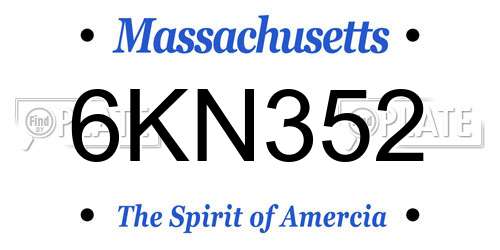 6KN352 Massachusetts License Plate