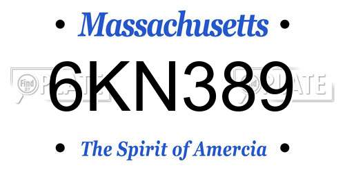 6KN389 Massachusetts License Plate