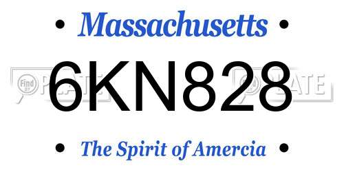 6KN828 Massachusetts License Plate