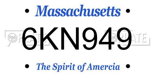 6KN949 Massachusetts License Plate