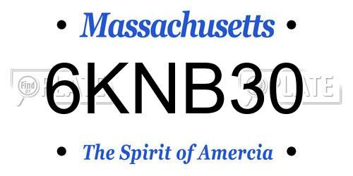 6KNB30 Massachusetts License Plate
