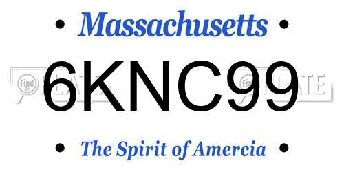 6KNC99 Massachusetts License Plate