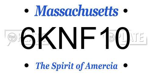 6KNF10 Massachusetts License Plate