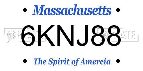 6KNJ88 Massachusetts License Plate