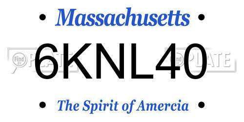 6KNL40 Massachusetts License Plate