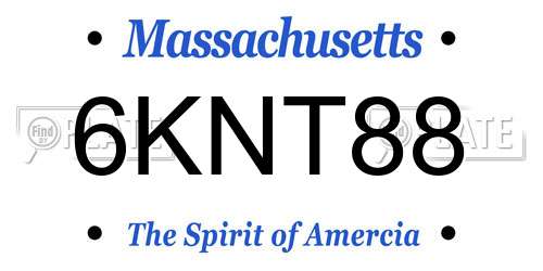 6KNT88 Massachusetts License Plate