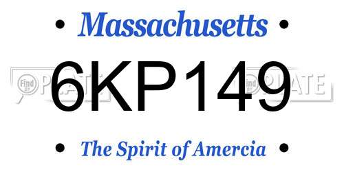 6KP149 Massachusetts License Plate