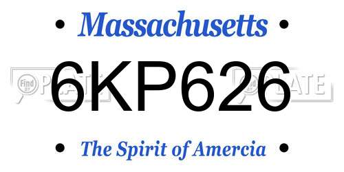 6KP626 Massachusetts License Plate