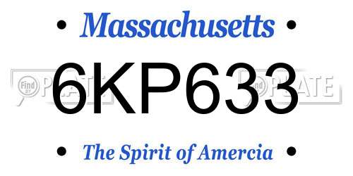 6KP633 Massachusetts License Plate