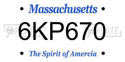 6KP670 Massachusetts License Plate