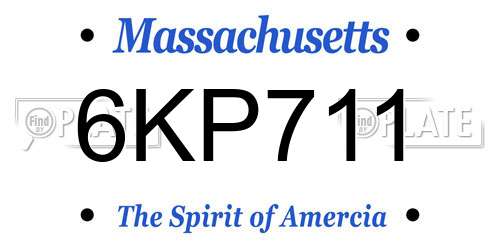 6KP711 Massachusetts License Plate