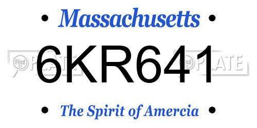 6KR641 Massachusetts License Plate
