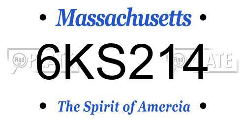 6KS214 Massachusetts License Plate