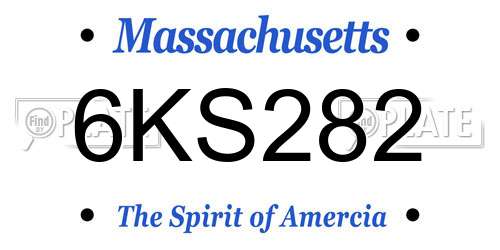 6KS282 Massachusetts License Plate