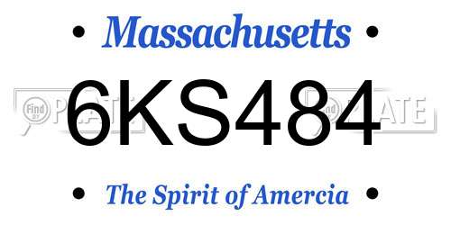6KS484 Massachusetts License Plate