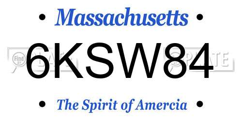 6KSW84 Massachusetts License Plate