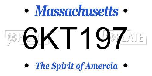 6KT197 Massachusetts License Plate