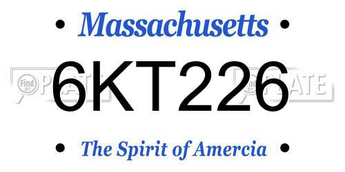 6KT226 Massachusetts License Plate