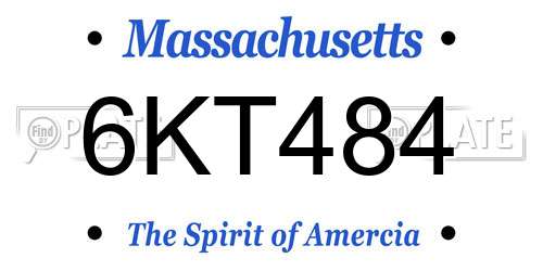 6KT484 Massachusetts License Plate