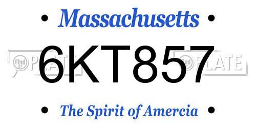 6KT857 Massachusetts License Plate