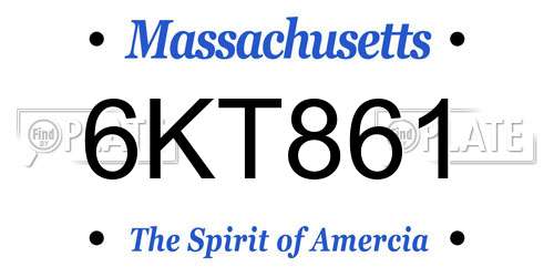 6KT861 Massachusetts License Plate