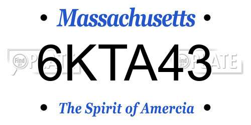 6KTA43 Massachusetts License Plate