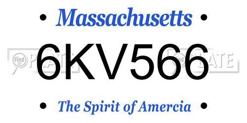 6KV566 Massachusetts License Plate