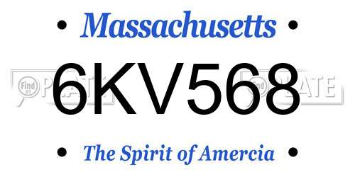6KV568 Massachusetts License Plate