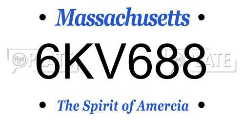 6KV688 Massachusetts License Plate