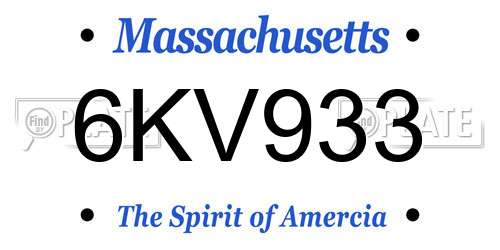 6KV933 Massachusetts License Plate
