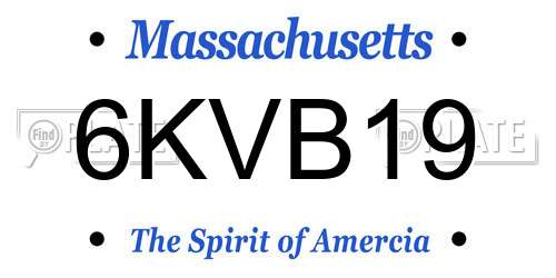 6KVB19 Massachusetts License Plate