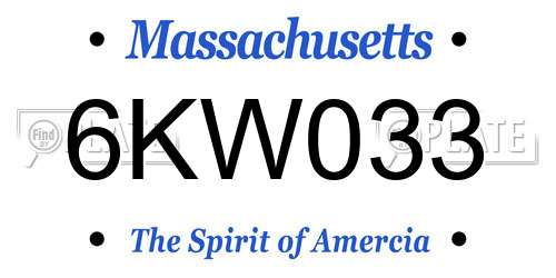 6KW033 Massachusetts License Plate