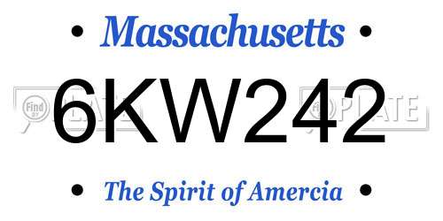 6KW242 Massachusetts License Plate