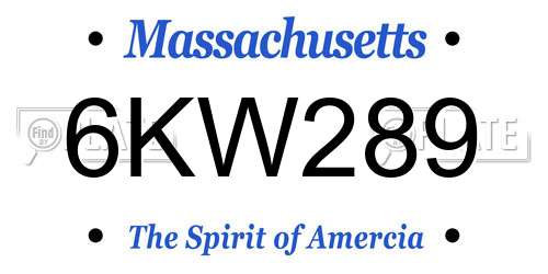 6KW289 Massachusetts License Plate