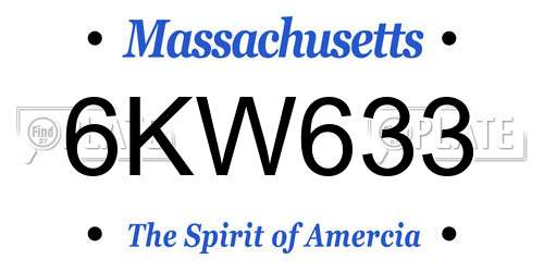 6KW633 Massachusetts License Plate