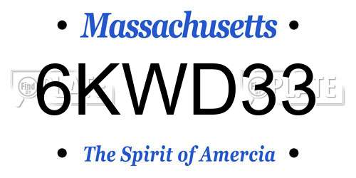 6KWD33 Massachusetts License Plate
