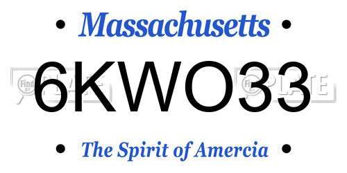 6KWO33 Massachusetts License Plate