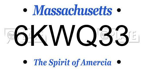 6KWQ33 Massachusetts License Plate