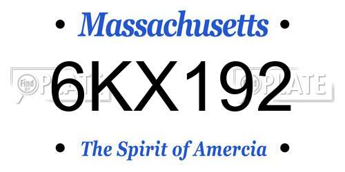 6KX192 Massachusetts License Plate