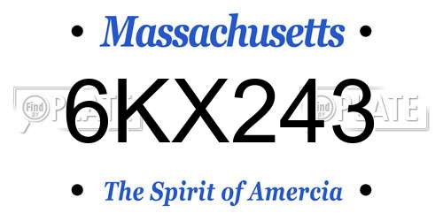 6KX243 Massachusetts License Plate