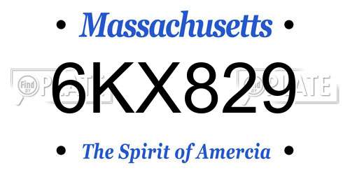 6KX829 Massachusetts License Plate