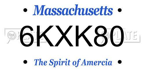 6KXK80 Massachusetts License Plate