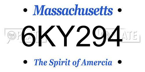6KY294 Massachusetts License Plate