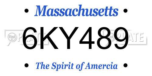 6KY489 Massachusetts License Plate