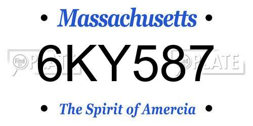 6KY587 Massachusetts License Plate