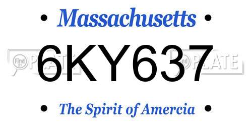 6KY637 Massachusetts License Plate