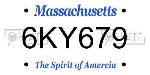 6KY679 Massachusetts License Plate
