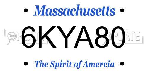 6KYA80 Massachusetts License Plate