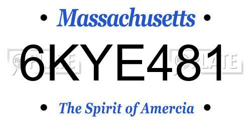 6KYE481 Massachusetts License Plate