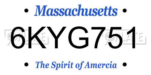 6KYG751 Massachusetts License Plate